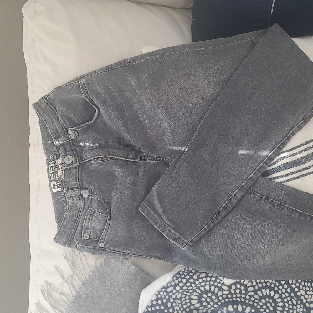 Peek Dungarees Distressed Light Wash gray Size 12 EUC